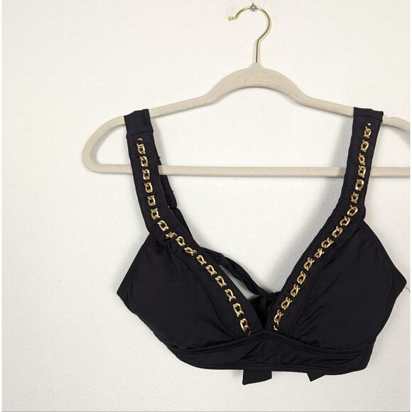NWT Kenneth Cole Black Gold Chain Bikini Top Size M - Picture 3 of 7